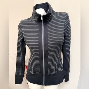 CAbi Sprint Track Jacket Size XS Black White Striped Full Zip Style #3378 Adj